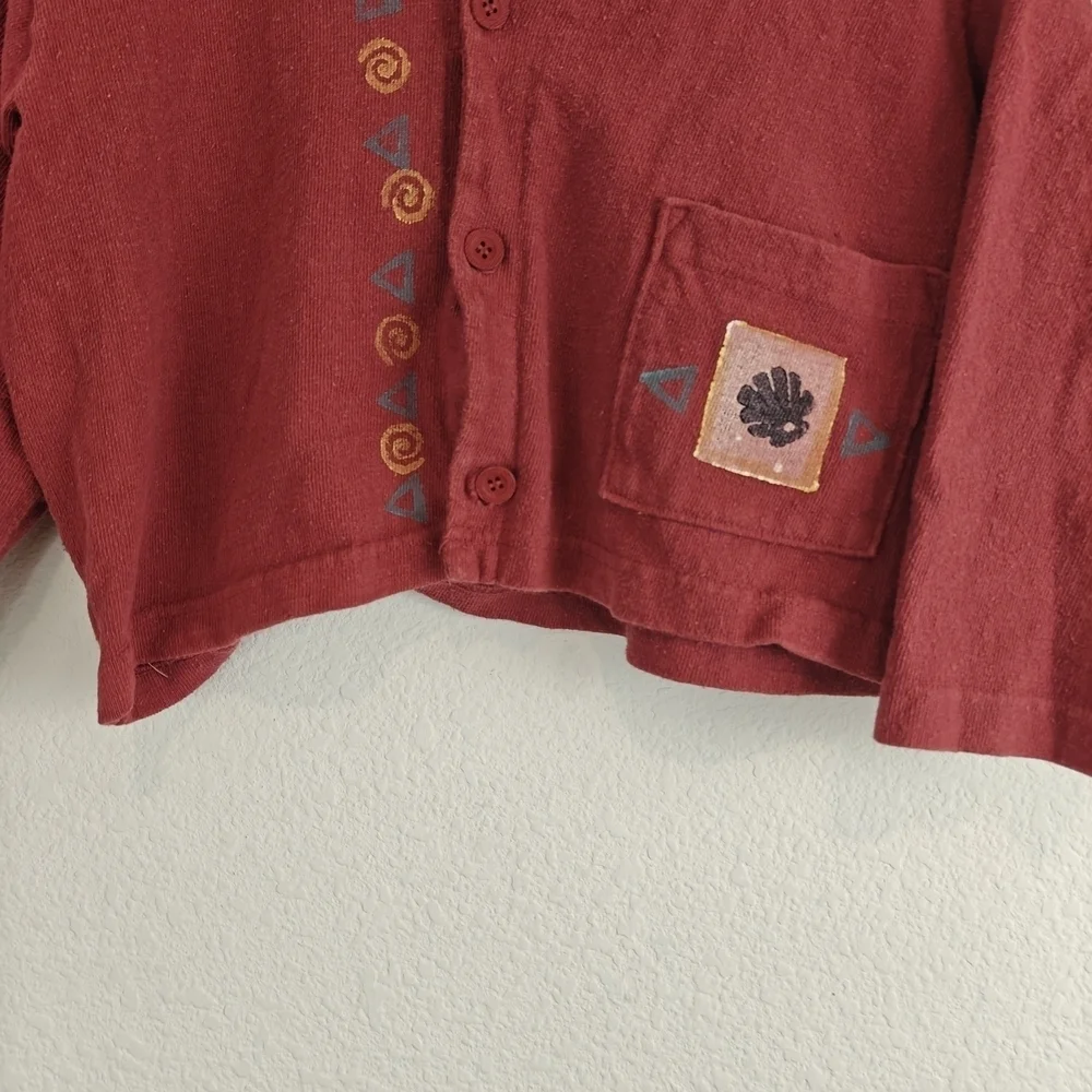 Blue Fish Vintage RARE Girls Size 1 Button Up Fish Hand Printed Jacket Snail